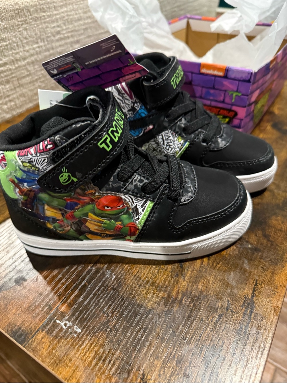 Kids Black Ninja Turtle High-Top Sneakers